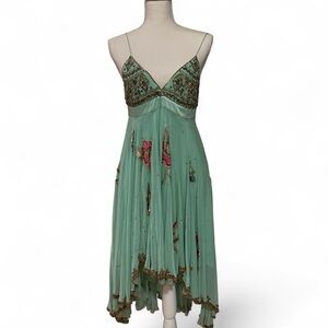 SILK Mint Green Embellished Spaghetti Strap Dress - Matthew Williamson